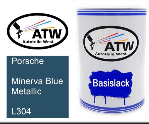 Porsche, Minerva Blue Metallic, L304: 500ml Lackdose, von ATW Autoteile West.